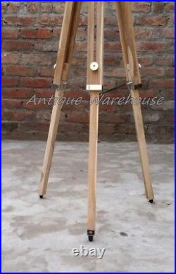 Wooden Tripod Stand Modern Nautical Floor Lamp Adjustable Tripod Decor