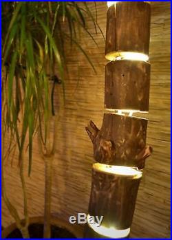 Wooden floor lamp is made of natural logs, floor light, handmade fixtures