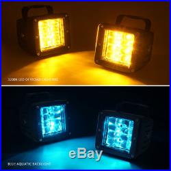 Xprite 24W 3 Led Cube Light Amber Philips Fog Spot Light Blue Aquatic Backlight