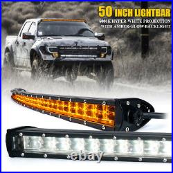 Xprite 50 Curved Double Row LED Light Bar with Amber Backlight for Jeep Truck SUV