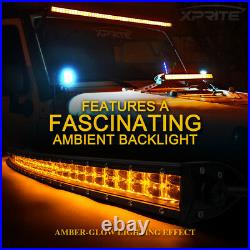 Xprite 50 Curved Double Row LED Light Bar with Amber Backlight for Jeep Truck SUV