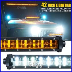 Xprite LED Light Bar Amber 42inch Double Row Sunrise Series Backlight for Truck